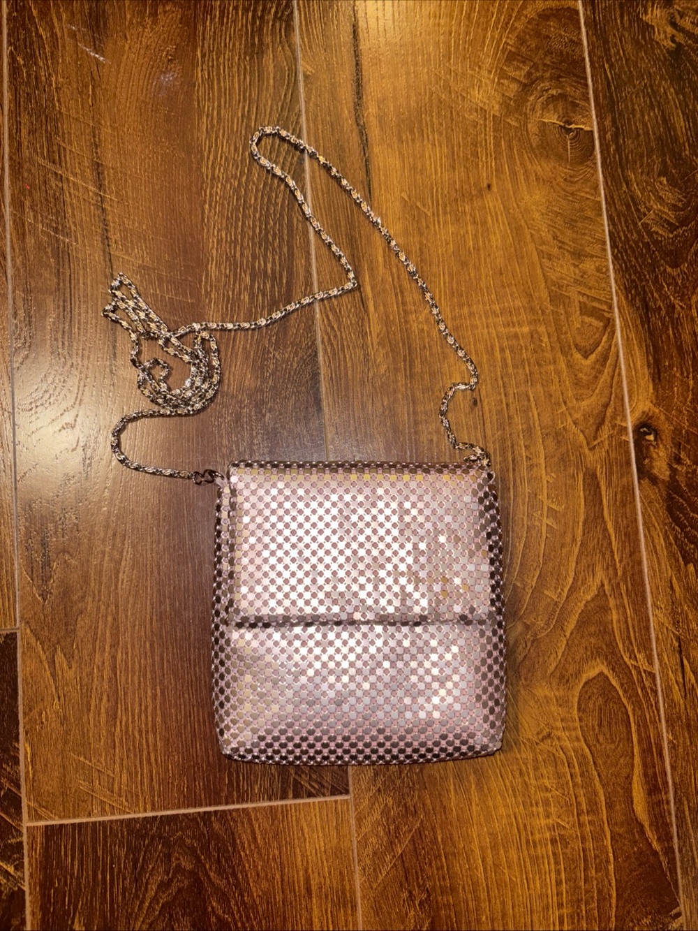 Pink Mesh Shoulder Purse Bag Evening Party Prom Gala Bag 22” Chain Drop Pocket